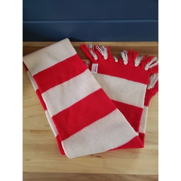 Vintage 60s/70s The Six Footer Red and Cream Scarf - Picture 1 of 3